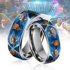 Gleammerch Oklahoma City Thunder Silver Tungsten Rings Gift For Fans