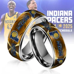 Gleammerch Indiana Pacers Silver Tungsten Rings Gift For Fans