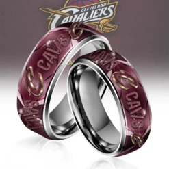 Gleammerch Cleveland Cavaliers Silver Tungsten Rings Gift For Fans