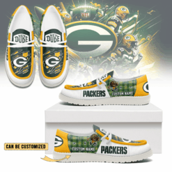 Gleammerch Green Bay Packers Personalized Hey Dude Shoes For Men And Women