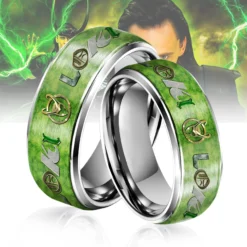 Gleammerch Loki Avengers Silver Tungsten Rings Gift For Fans