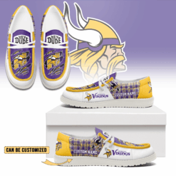 Gleammerch Minnesota Vikings Personalized Hey Dude Shoes For Men And Women