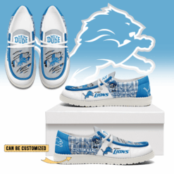 Gleammerch Detroit Lions Personalized Hey Dude Shoes For Men And Women