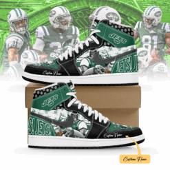 Gleammerch New York Jets AJ1 High Sneakers Shoes For Men And Women