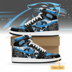 Gleammerch Carolina Panthers AJ1 High Sneakers Shoes For Men And Women