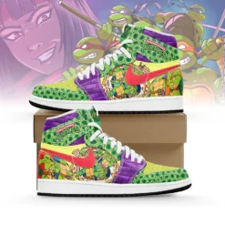 Gleammerch Teenage Mutant Ninja Turtles AJ1 High Sneakers Shoes For Men And Women