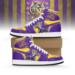 Gleammerch LSU Tigers AJ1 High Sneakers Shoes For Men And Women