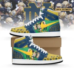 Gleammerch Notre Dame Fighting Irish AJ1 High Sneakers Shoes For Men And Women