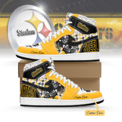Gleammerch Pittsburgh Steelers AJ1 High Sneakers Shoes For Men And Women