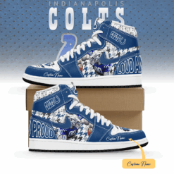 Gleammerch Indianapolis Colts AJ1 High Sneakers Shoes For Men And Women