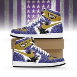 Gleammerch Baltimore Ravens AJ1 High Sneakers Shoes For Men And Women