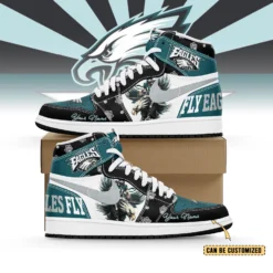 Gleammerch Philadelphia Eagles AJ1 High Sneakers Shoes For Men And Women