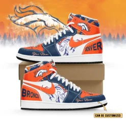 Gleammerch Denver Broncos AJ1 High Sneakers Shoes For Men And Women