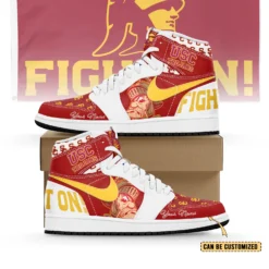 Gleammerch USC Trojans AJ1 High Sneakers Shoes For Men And Women