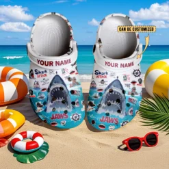 Gleammerch Jaws Crocs Crocband Clogs Shoes Comfortable For Men Women and Kids
