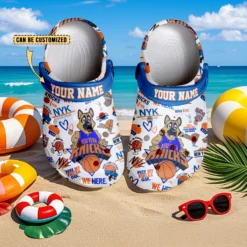 Gleammerch New York Knicks NBA Crocs Crocband Clogs Shoes Comfortable For Men Women and Kids