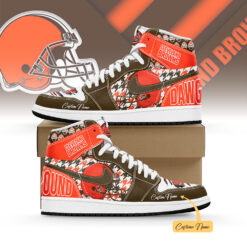 Gleammerch Cleveland Browns AJ1 High Sneakers Shoes For Men And Women