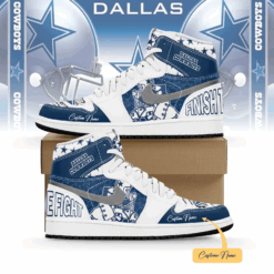 Gleammerch Dallas Cowboys AJ1 High Sneakers Shoes For Men And Women