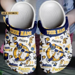 Gleammerch Indiana Pacers NBA Crocs Crocband Clogs Shoes Comfortable For Men Women and Kids