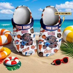 Gleammerch Oklahoma City Thunder NBA Crocs Crocband Clogs Shoes Comfortable For Men Women and Kids