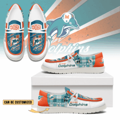 Gleammerch Miami Dolphins Personalized Hey Dude Shoes For Men And Women