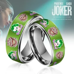 Gleammerch Joker Silver Tungsten Rings Gift For Fans