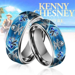 Gleammerch Kenny Chesney Silver Tungsten Rings Gift For Fans