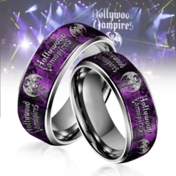 Gleammerch Hollywood Vampires Silver Tungsten Rings Gift For Fans
