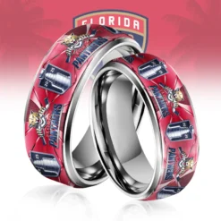 Gleammerch Florida Panthers x NHL Silver Tungsten Rings Gift For Fans