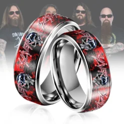 Gleammerch Slayer Band Music Silver Tungsten Rings Gift For Fans