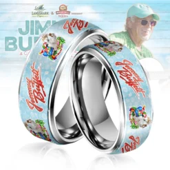 Gleammerch Jimmy Buffett Silver Tungsten Rings Gift For Fans