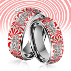 Gleammerch The White Stripes x Rock & Roll Hall of Fame Silver Tungsten Rings Gift For Fans