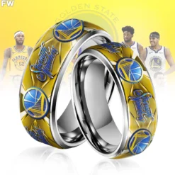 Gleammerch Golden State Warriors Silver Tungsten Rings Gift For Fans