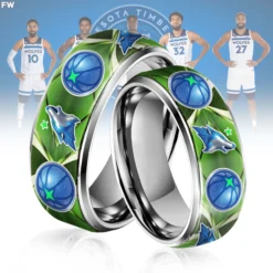 Gleammerch Minnesota Timberwolves Silver Tungsten Rings Gift For Fans