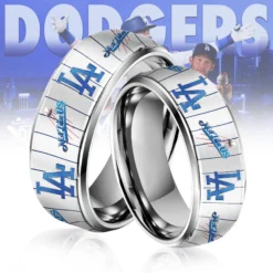 Gleammerch Los Angeles Dodgers Silver Tungsten Rings Gift For Fans