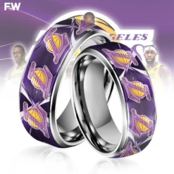 Gleammerch Los Angeles Lakers Silver Tungsten Rings Gift For Fans - Style 2