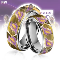 Gleammerch Los Angeles Lakers Silver Tungsten Rings Gift For Fans
