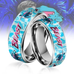 Gleammerch MrBeast Silver Tungsten Rings Gift For Fans
