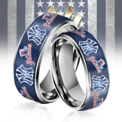 Gleammerch New York Yankees MLB Silver Tungsten Rings Gift For Fans - Style 2