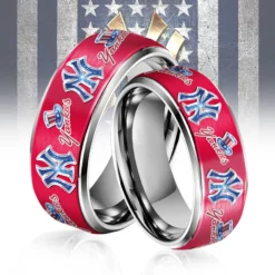 Gleammerch New York Yankees MLB Silver Tungsten Rings Gift For Fans