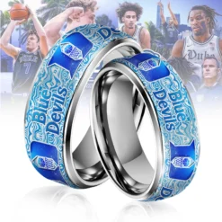 Gleammerch Duke Blue Devils NBA Silver Tungsten Rings Gift For Fans