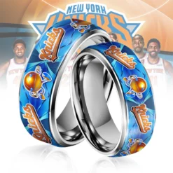 Gleammerch New York Knicks Silver Tungsten Rings Gift For Fans