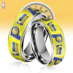 Gleammerch Indiana Pacers NBA Silver Tungsten Rings Gift For Fans