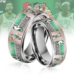 Gleammerch Boston Celtics NBA Silver Tungsten Rings Gift For Fans