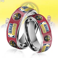 Gleammerch Denver Nuggets Silver Tungsten Rings Gift For Fans