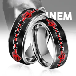 Gleammerch Eminem Silver Tungsten Rings Gift For Fans