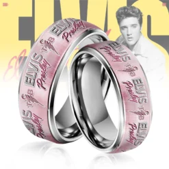 Gleammerch Elvis Presley Silver Tungsten Rings Gift For Fans