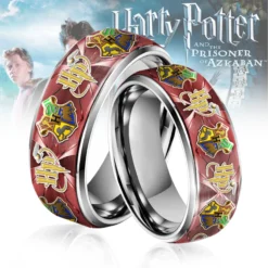 Gleammerch Harry Potter Silver Tungsten Rings Gift For Fans