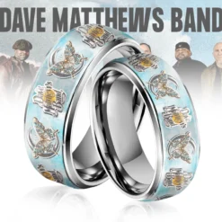 Gleammerch Dave Matthews Band Silver Tungsten Rings Gift For Fans