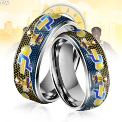 Gleammerch Indiana Pacers NBA Silver Tungsten Rings Gift For Fans